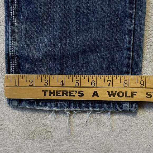 Yaso Brand Jeans Men 32 x 33 Blue Y2K Straight Distressed Studded Pockets Grunge - Picture 10 of 16